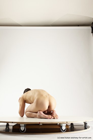 Nude Man White Athletic Short Brown Sitting poses - ALL Sitting poses - on knees Multi angles poses Realistic