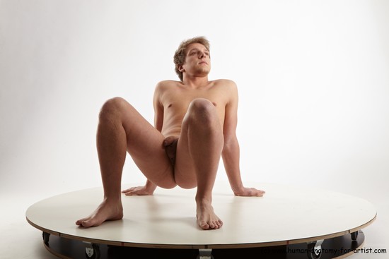 Nude Gymnastic poses Man White Average Short Blond Realistic