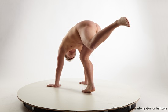 Nude Gymnastic poses Man White Average Short Blond Realistic