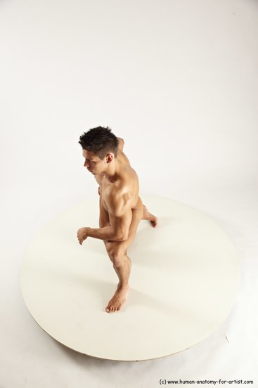 Nude Man White Kneeling poses - ALL Muscular Short Brown Kneeling poses - on one knee Multi angles poses Realistic