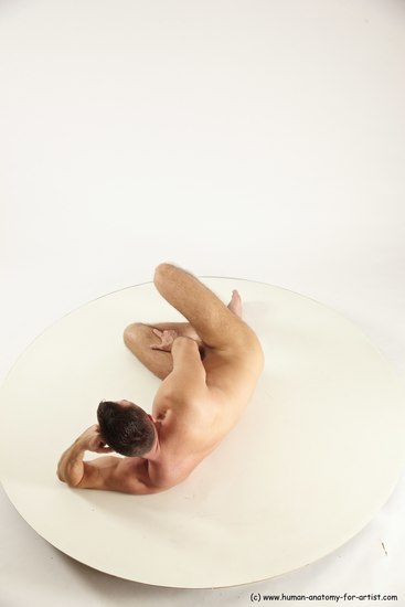 Nude Man White Laying poses - ALL Muscular Short Brown Laying poses - on side Multi angles poses Realistic