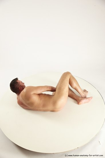 Nude Man White Laying poses - ALL Muscular Short Brown Laying poses - on side Multi angles poses Realistic