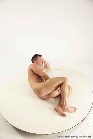 Nude Man White Laying poses - ALL Muscular Short Brown Laying poses - on side Multi angles poses Realistic