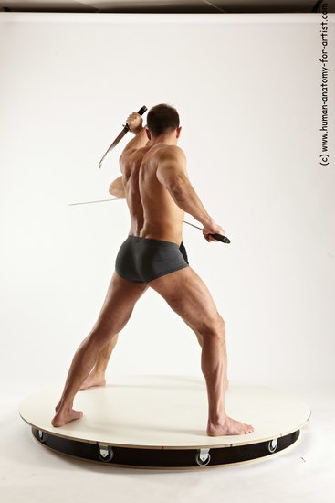 Underwear Fighting with sword Man - Man White Standing poses - ALL Muscular Short Brown Standing poses - simple Multi angles poses Academic