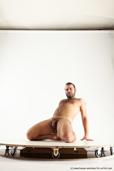 Nude Man White Average Short Brown Sitting poses - ALL Sitting poses - on knees Multi angles poses Realistic