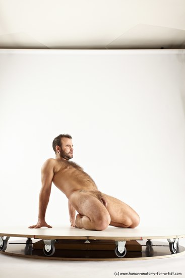 Nude Man White Average Short Brown Sitting poses - ALL Sitting poses - on knees Multi angles poses Realistic