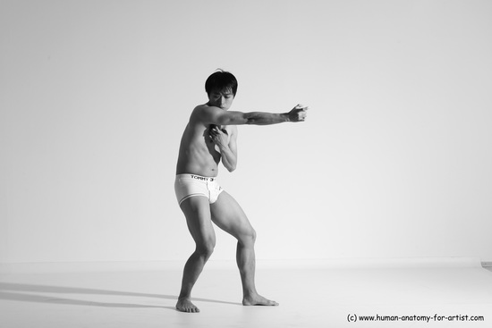 Underwear Martial art Man Asian Moving poses Average Short Black Dynamic poses Academic