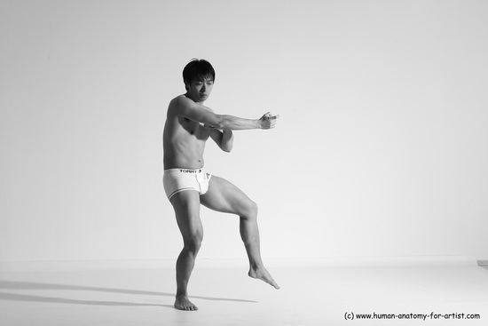 Underwear Martial art Man Asian Moving poses Average Short Black Dynamic poses Academic