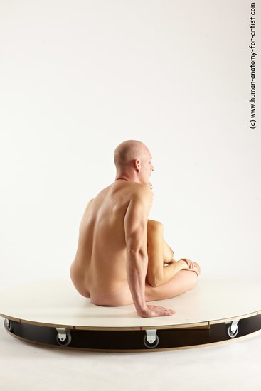 Nude Woman - Man White Sitting poses - simple Slim Bald Sitting poses - ALL Multi angles poses Realistic