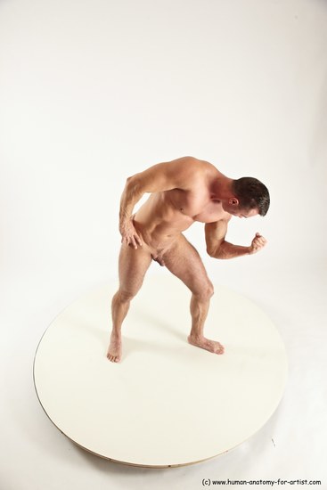 Nude Man White Standing poses - ALL Muscular Short Brown Standing poses - simple Multi angles poses Realistic