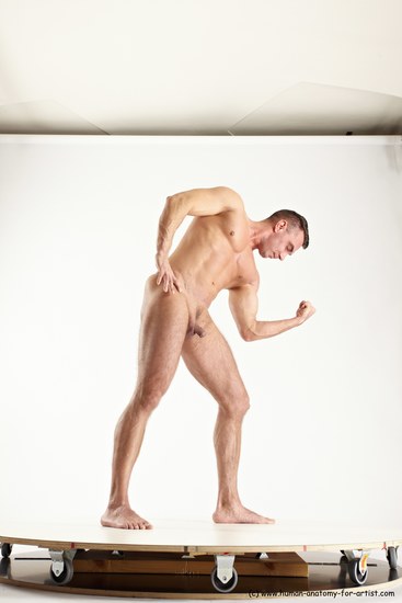 Nude Man White Standing poses - ALL Muscular Short Brown Standing poses - simple Multi angles poses Realistic