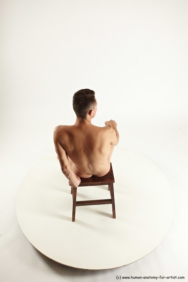 Nude Man White Sitting poses - simple Slim Short Brown Sitting poses - ALL Multi angles poses Realistic