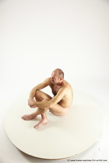 Nude Man White Sitting poses - simple Slim Short Brown Sitting poses - ALL Multi angles poses Realistic