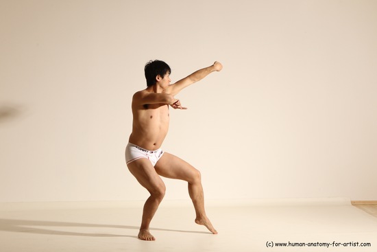 Underwear Martial art Man Asian Moving poses Average Short Black Dynamic poses Academic