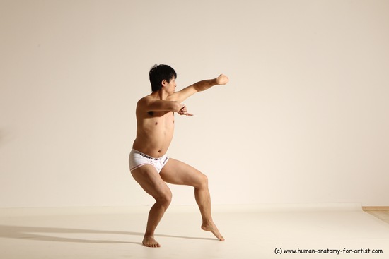 Underwear Martial art Man Asian Moving poses Average Short Black Dynamic poses Academic