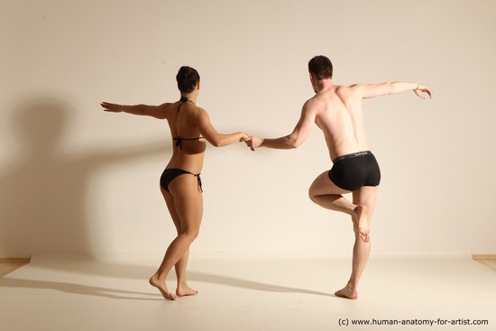 Underwear Woman - Man White Average Short Brown Dancing Dynamic poses Academic