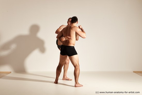 Underwear Fighting Man - Man White Moving poses Muscular Short Brown Dynamic poses Academic