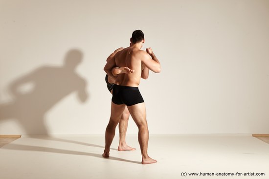 Underwear Fighting Man - Man White Moving poses Muscular Short Brown Dynamic poses Academic