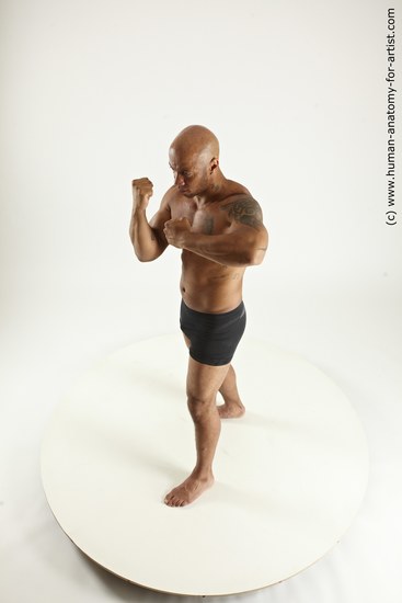 Underwear Man Black Standing poses - ALL Muscular Bald Standing poses - simple Multi angles poses Academic