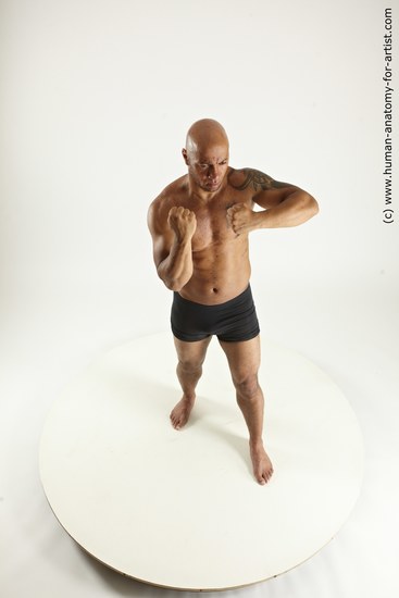 Underwear Man Black Standing poses - ALL Muscular Bald Standing poses - simple Multi angles poses Academic