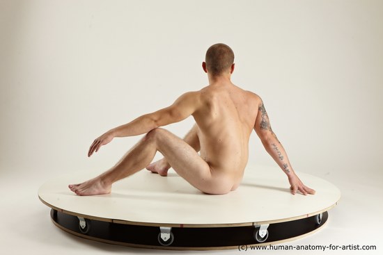 Nude Man White Sitting poses - simple Muscular Bald Sitting poses - ALL Multi angles poses Realistic