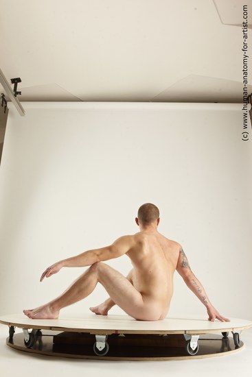 Nude Man White Sitting poses - simple Muscular Bald Sitting poses - ALL Multi angles poses Realistic