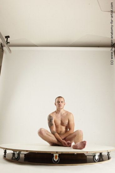 Nude Man White Sitting poses - simple Muscular Bald Sitting poses - ALL Multi angles poses Realistic