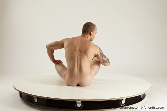 Nude Man White Sitting poses - simple Muscular Bald Sitting poses - ALL Multi angles poses Realistic