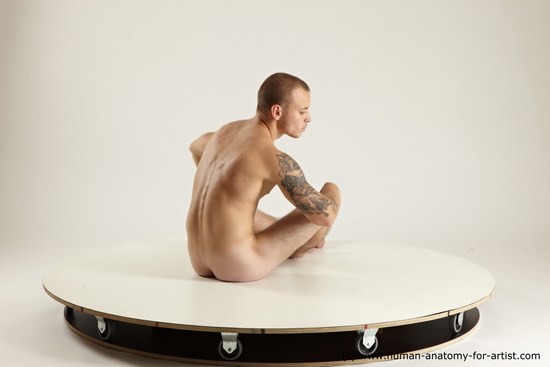 Nude Man White Sitting poses - simple Muscular Bald Sitting poses - ALL Multi angles poses Realistic