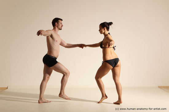 Underwear Woman - Man White Average Short Brown Dancing Dynamic poses Academic