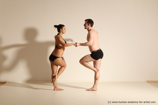 Underwear Woman - Man White Average Short Brown Dancing Dynamic poses Academic