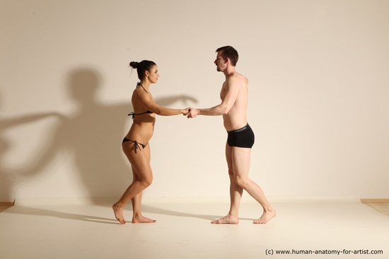 Underwear Woman - Man White Average Short Brown Dancing Dynamic poses Academic