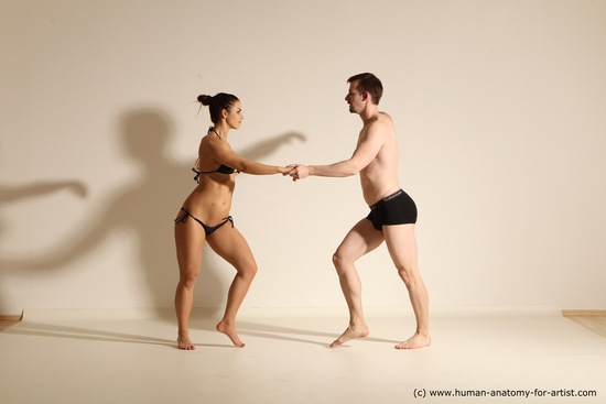 Underwear Woman - Man White Average Short Brown Dancing Dynamic poses Academic