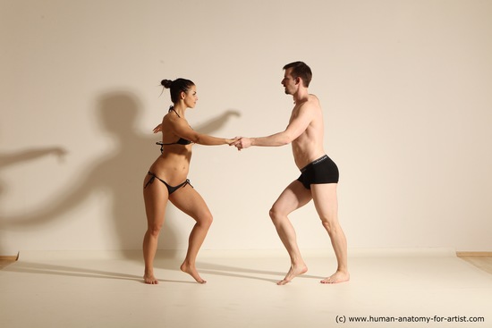 Underwear Woman - Man White Average Short Brown Dancing Dynamic poses Academic