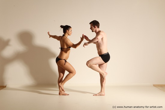 Underwear Woman - Man White Average Short Brown Dancing Dynamic poses Academic