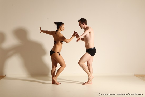 Underwear Woman - Man White Average Short Brown Dancing Dynamic poses Academic