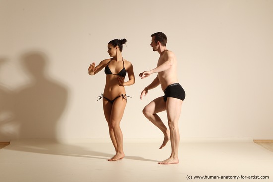 Underwear Woman - Man White Average Short Brown Dancing Dynamic poses Academic