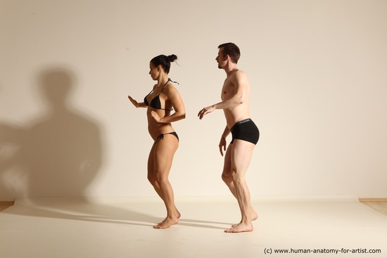 Underwear Woman - Man White Average Short Brown Dancing Dynamic poses Academic