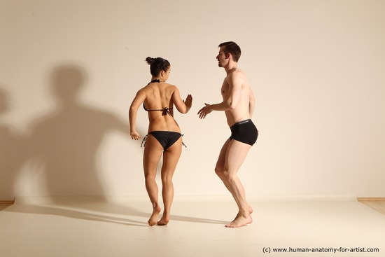 Underwear Woman - Man White Average Short Brown Dancing Dynamic poses Academic