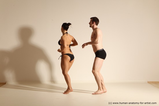 Underwear Woman - Man White Average Short Brown Dancing Dynamic poses Academic