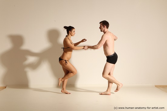 Underwear Woman - Man White Average Short Brown Dancing Dynamic poses Academic