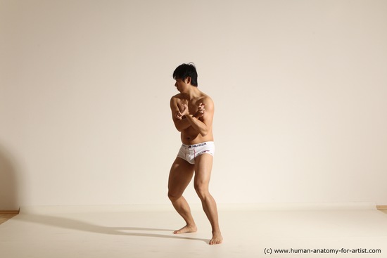 Underwear Martial art Man Asian Moving poses Average Short Black Dynamic poses Academic