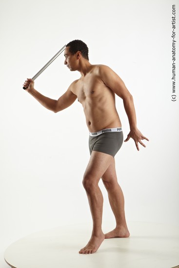 Underwear Fighting with spear Man Black Standing poses - ALL Average Short Black Standing poses - simple Academic