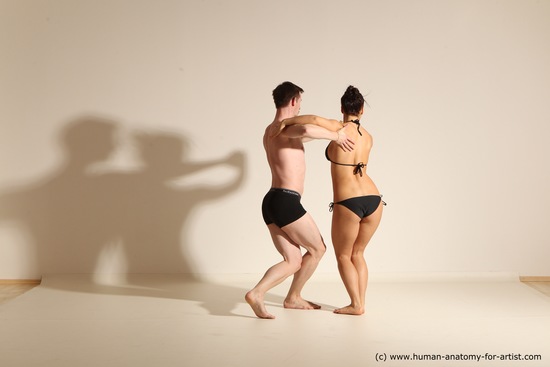 Underwear Woman - Man White Average Short Brown Dancing Dynamic poses Academic