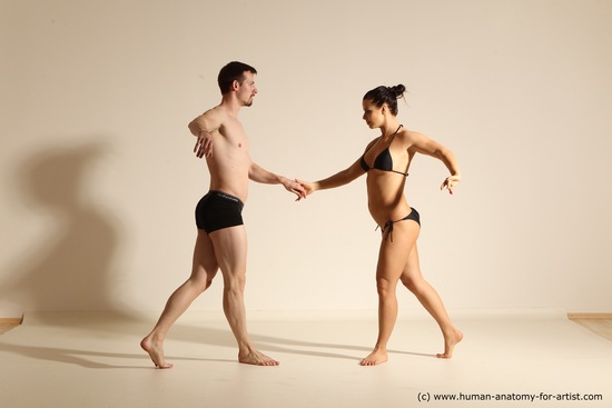 Underwear Woman - Man White Average Short Brown Dancing Dynamic poses Academic