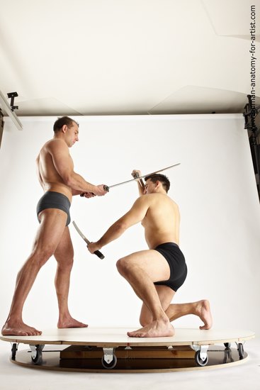 Underwear Fighting Man - Man White Standing poses - ALL Muscular Short Brown Standing poses - simple Dynamic poses Academic