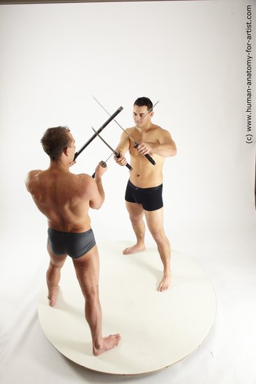 Underwear Fighting Man - Man White Standing poses - ALL Muscular Short Brown Standing poses - simple Dynamic poses Academic