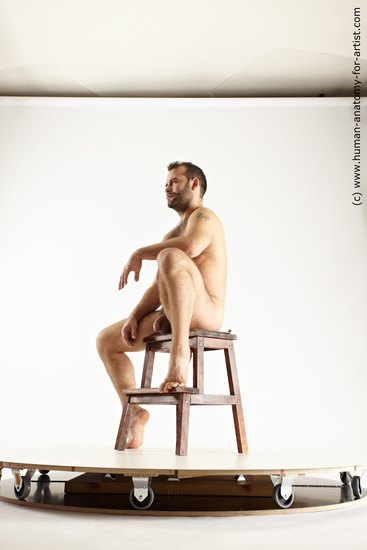 Nude Man White Sitting poses - simple Average Short Brown Sitting poses - ALL Multi angles poses Realistic