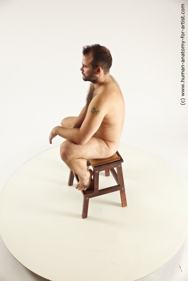 Nude Man White Sitting poses - simple Average Short Brown Sitting poses - ALL Multi angles poses Realistic