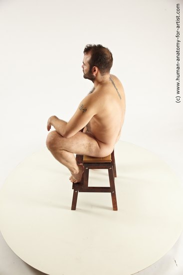 Nude Man White Sitting poses - simple Average Short Brown Sitting poses - ALL Multi angles poses Realistic